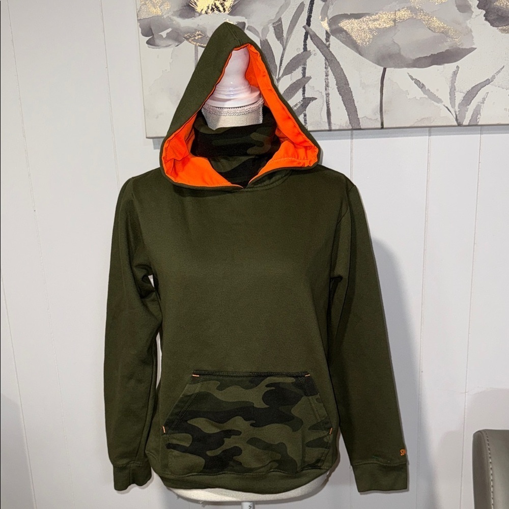 Spalding Olive Green and Orange Cowl Neck Sweater
